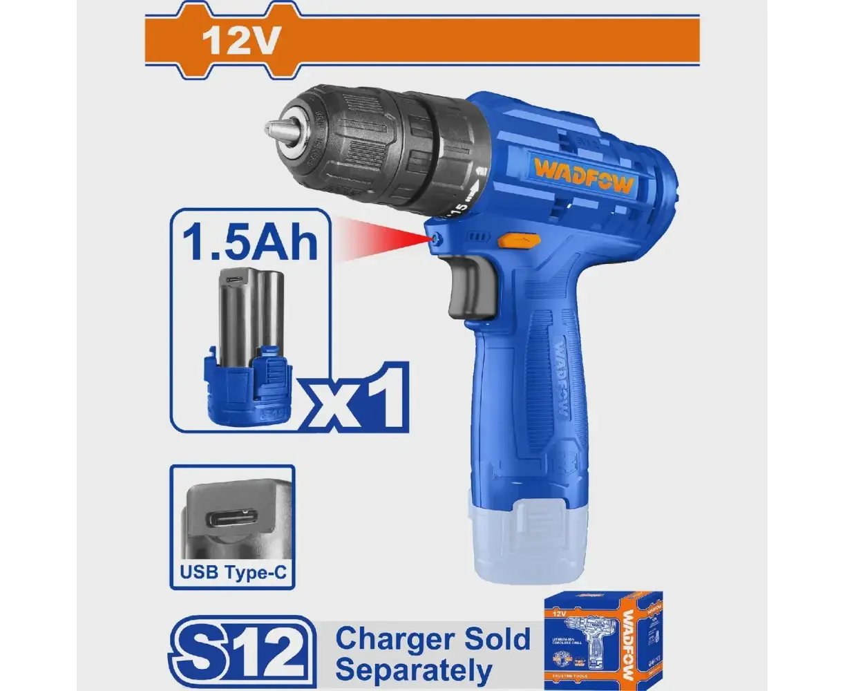 სჭვალსახრახნი აკუმულატორი Wadfow 12 V 1x1.5 Ah WCDS510 — სჭვალსახრახნები (შურუპავიორტი)