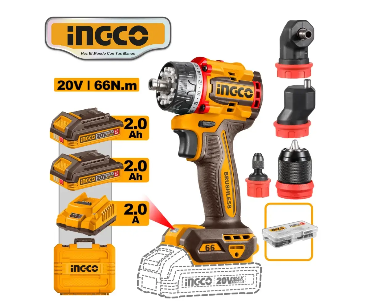 Аккумуляторная дрель-шуруповёрт Ingco CDLI206686 20V 2x2.0Аh