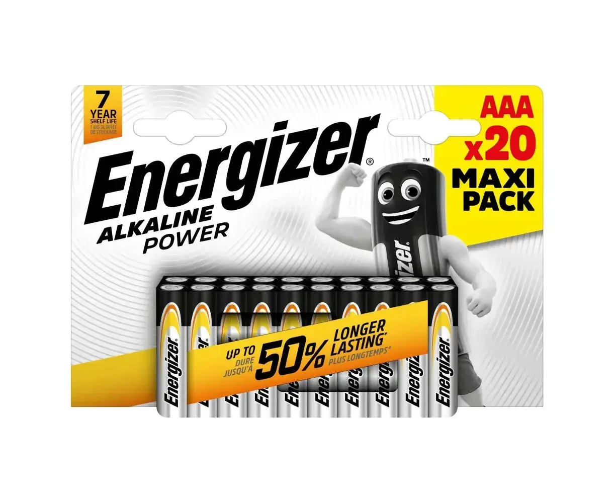 ელემენტი Energizer Alkaline Power AAA ტუტე 20 ცალი — ელემენტები და ბატარეები