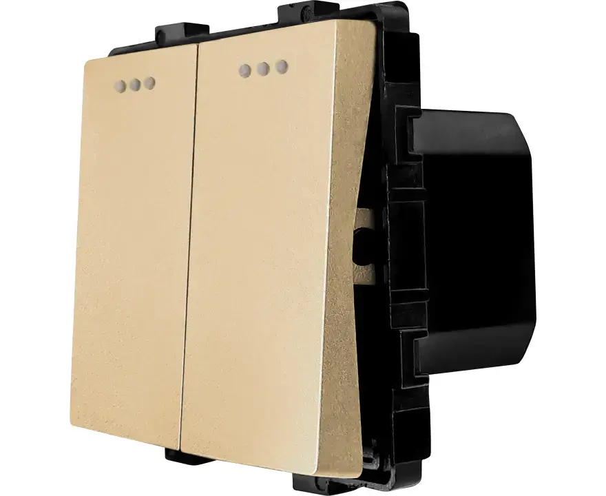 ჩამრთველი მექანიკური ჯვარედინი ორიანი Socket Style Cross 2G-3W ჩარჩოს გარეშე ოქროსფერი — როზეტები და ჩამრთველები