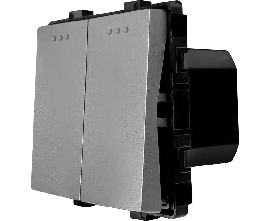 ჩამრთველი მექანიკური ჯვარედინი ორიანი Socket Style Cross 2G-3W ჩარჩოს გარეშე ნაცრისფერი — როზეტები და ჩამრთველები
