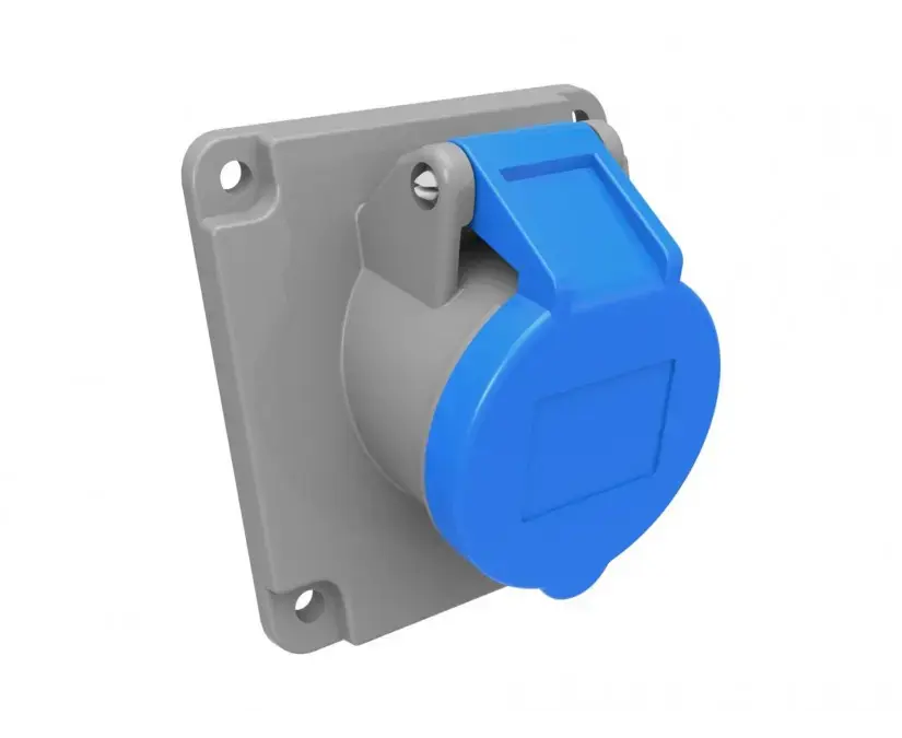 პანელზე სამონტაჟო როზეტი Bemis Elektrik 45° 3x16A 2P+E 220V 50/60 Hz — როზეტები და ჩამრთველები
