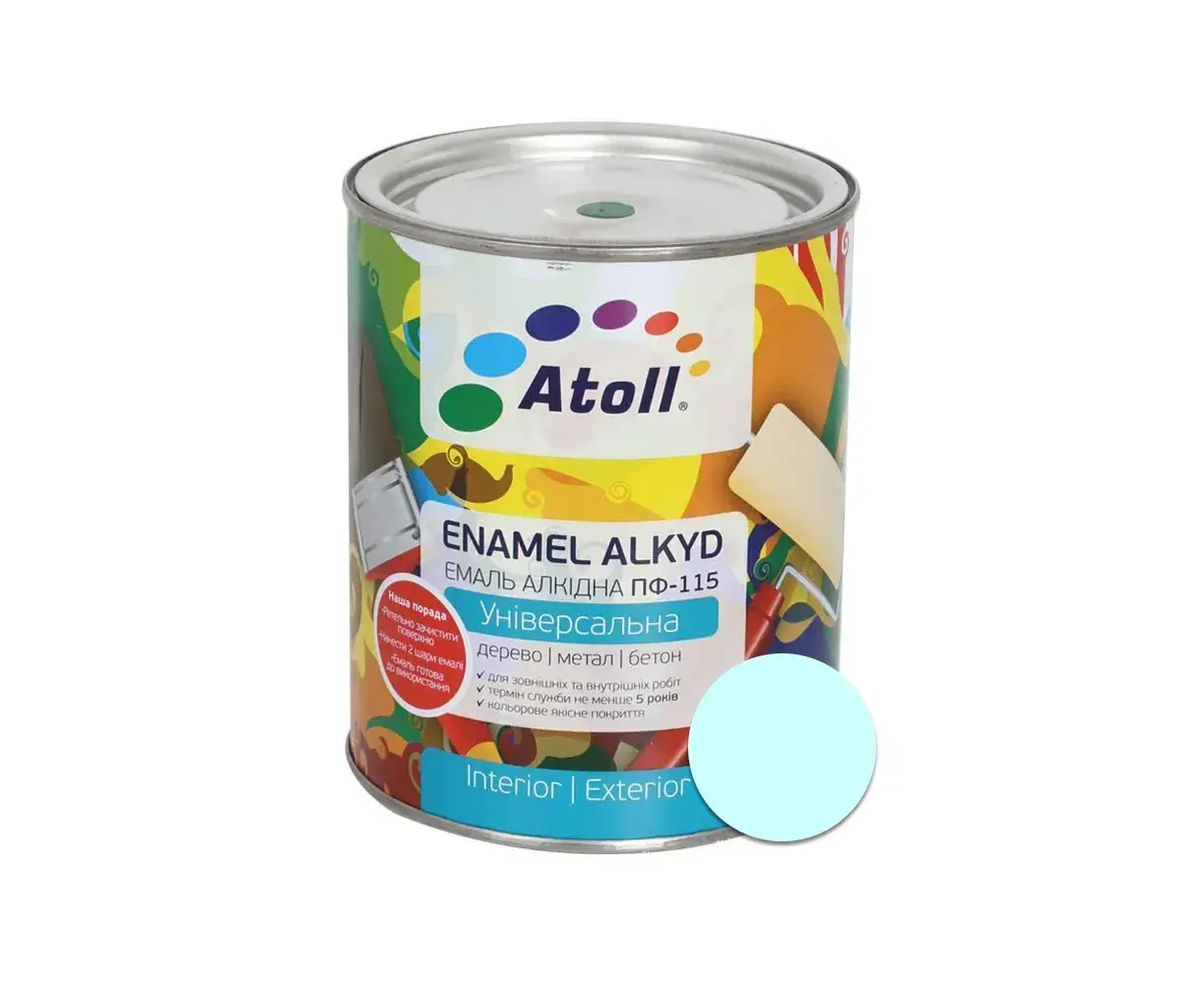 ემალი ალკიდი უნივერსალური ATOLL ПФ-115 ღია ფირუზი 2.6 კგ — ანტიკოროზიული საღებავი