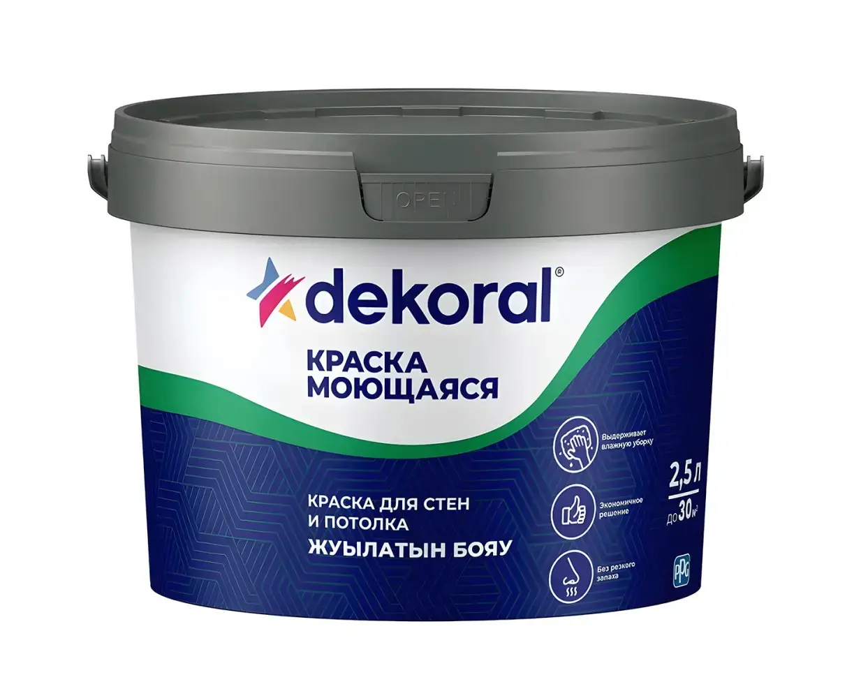 საღებავი ინტერიერის რეცხვადი Dekoral blue AP 2.5L თეთრი — ინტერიერის საღებავი