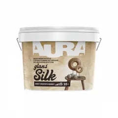 დეკორატიული საღებავი Aura Silk Glans ვერცხლისფერი 10L — ინტერიერის საღებავი