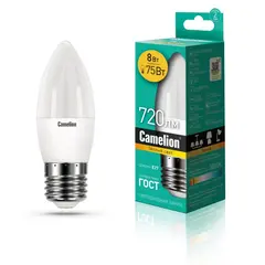 ლედ ნათურა ეკონომიური LED8-C35/830/E27 8ვტ=75ვტ — ნათურა და ვაზნა