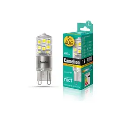 შუქდიოდური ნათურა Camelion G9 3000K 5W — ნათურა და ვაზნა