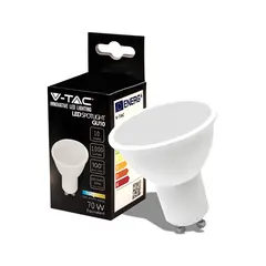 ლედ ნათურა V-TAC 10W GU10 4000K 1000Lm პლასტიკი სამსუგის ჩიპით 21879 — ნათურა და ვაზნა