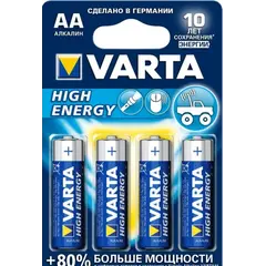 ელემენტი VARTA Alkaline High Energy AA 1.5 V 4 ც — ელემენტები და ბატარეები