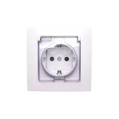 როზეტი დამიწებით, თავსახურით Simon 1591450-030 1 განყოფილებიანი თეთრი — როზეტები და ჩამრთველები