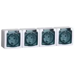 როზეტი დამიწებით IEK ERMP42-K03-16-54-EC 4 განყოფილებიანი IP54 თავსახურით — როზეტები და ჩამრთველები