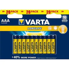 ელემენტი VARTA Alkaline AAA LL 1.5 V 20 ც — ელემენტები და ბატარეები