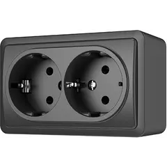 როზეტი დამიწებით Vilma Style Plus SL+250 RP16-021 an 2 განყოფილებიანი ანტრაციტი — როზეტები და ჩამრთველები