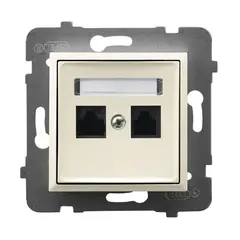 როზეტი კომპიუტერის CAT 5E Ospel Aria GPK-2U/K/m/27 2 განყოფილებიანი ჩალისფერი — როზეტები და ჩამრთველები