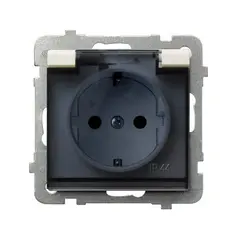 როზეტი დამიწებით და თავსახურით Ospel Sonata GPH-1RS/m/27/d 1 განყოფილებიანი IP44 ჩალისფერი — როზეტები და ჩამრთველები