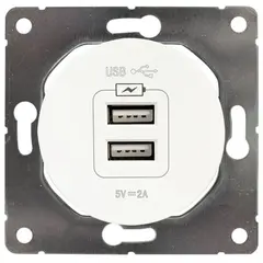 როზეტი USB DPM Soul SEU1028W 2 განყოფილებიანი თეთრი — როზეტები და ჩამრთველები