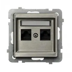 როზეტი კომპიუტერის Ospel Sonata GPK-2RM/K/m/37 RJ45 Cat 5e 2 განყოფილებიანი ფოლადისფერი — როზეტები და ჩამრთველები