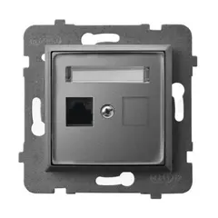 როზეტი კომპიუტერის Ospel Aria GPK-1U/K/m/70 RJ45 Cat 5e 1 განყოფილებიანი ნაცრისფერი მქრქალი — როზეტები და ჩამრთველები