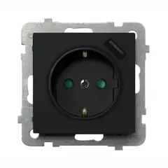 როზეტი დამიწებით Ospel Sonata GP-1RSPUSB/m/33 1 განყოფილებიანი + USB შავი — როზეტები და ჩამრთველები