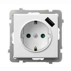 როზეტი დამიწებით Ospel Sonata GP-1RSPUSB/m/00 1 განყოფილებიანი + USB თეთრი — როზეტები და ჩამრთველები
