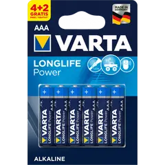 ელემენტი Varta Longlife Power Alkaline AAA 4+2 ც — ელემენტები და ბატარეები