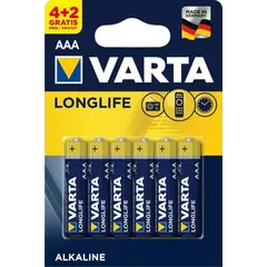 ელემენტი Varta Longlife Alkaline AAA 4+2 ც — ელემენტები და ბატარეები