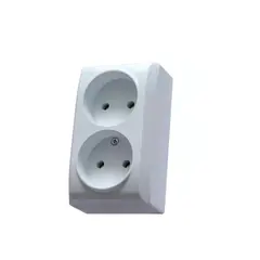 როზეტი OSPEL 2 60x100x40 თეთრი — როზეტები და ჩამრთველები