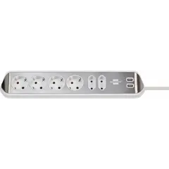 დამაგრძელებელი კუთხე 6 Brennenstuhl 2მ 2 USB ვერცხლისფერი თეთრი — დამაგრძელებელი და გადამყვანები