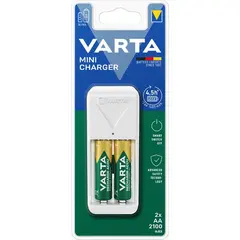 დამტენი Mini Charger VARTA 2xAA 2100mAh — ელემენტები და ბატარეები