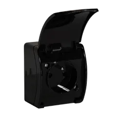 როზეტი ORNO AQUATIC 1 Schuko IP44 შავი — როზეტები და ჩამრთველები