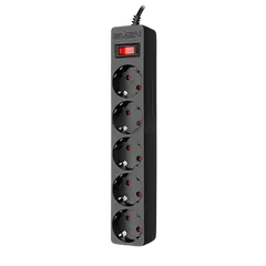 დამაგრძელებელი ქსელის დამცავი SVEN SF-05E 1.8m 2300W black SV-021559 — დამაგრძელებელი და გადამყვანები