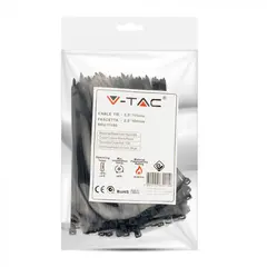 სადენის შესაკრავი V-TAC 2.5 100მმ 100 ც შავი 11160 — სამაგრები და აქსესუარები