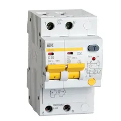 დიფერენციალური ავტომატი AD12M 2R C20 30mA IEK — დიფერენციალური გამომრთველელი