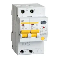 დიფერენციალური ავტომატი AD12M 2R C40 30mA IEK — დიფერენციალური გამომრთველელი