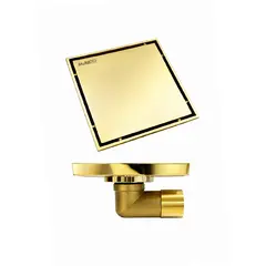 ორმხრივი საშხაპე ტრაპი McPoloo Brushed Gold 15X15 სმ — ტრაპი