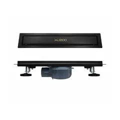 ორმხრივი საშხაპე ტრაპი McPoloo Black Matt 30X7 სმ — ტრაპი