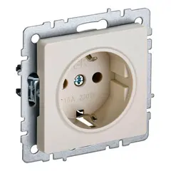 როზეტი IEK BRITE 16A RS11-1-0-BrB დამიწებით ჩარჩოს გარეშე — როზეტები და ჩამრთველები