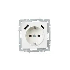 როზეტი IEK BRITE 1 16A USB A C Rush11-1-Brj დამიწებით ჩარჩოს გარეშე — როზეტები და ჩამრთველები