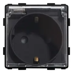 როზეტი ჩარჩოს გარეშე Socket Style 16A დამიწებით და შტორებით გამჭვირვალე თავსახურით შავი — როზეტები და ჩამრთველები