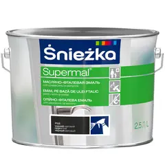 ემალი ზეთოვან-ფთალური Sniezka Supermal 2.5 ლ მქრქალი შავი — ზეთის საღებავი