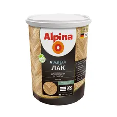 ლაქი აკრილის პარკეტისთვის და იატაკისთვის Alpina Aqua აბრეშუმისებრ მქრქალი 900 მლ — ლაქი