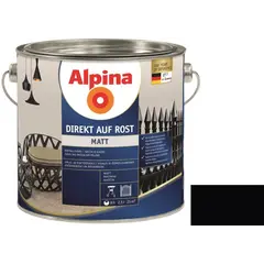 ემალი ანტიკოროზიული Alpina Direkt Auf Rost Matt შავი 2.5 ლ — ანტიკოროზიული საღებავი