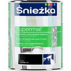 ემალი ზეთოვან-ფთალური Sniezka Supermal F105 800 მლ მქრქალი შავი — ზეთის საღებავი