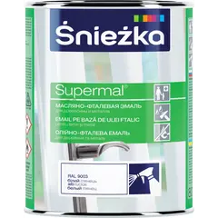 ემალი ზეთოვან-ფთალური Sniezka Supermal RAL9003 800 მლ პრიალა თეთრი — ზეთის საღებავი
