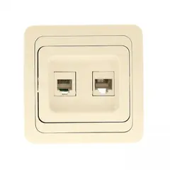 როზეტი EKF RJ-45+Phone ბეჟი — როზეტები და ჩამრთველები