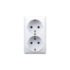 როზეტი OSPEL 2 60x100x40 დამიწებით თეთრი — როზეტები და ჩამრთველები