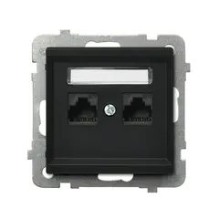 როზეტი კომპიუტერის CAT 5E Ospel Sonata GPK-2R/K/m/33 2 განყოფილებიანი შავი — როზეტები და ჩამრთველები