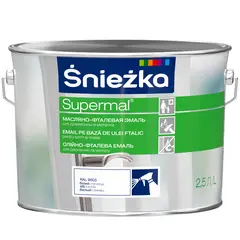 ემალი ზეთოვან-ფთალური Sniezka Supermal RAL9003 2.5 ლ პრიალა თეთრი — ზეთის საღებავი