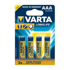 ელემენტი VARTA Alkaline Long Life AAA 1.5 V 4 ც — ელემენტები და ბატარეები