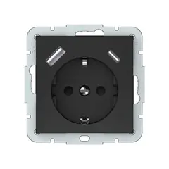 როზეტი VILMA დამიწებით 1 Schuko USB-A Type-C შავი მატოვი QR1000 — როზეტები და ჩამრთველები
